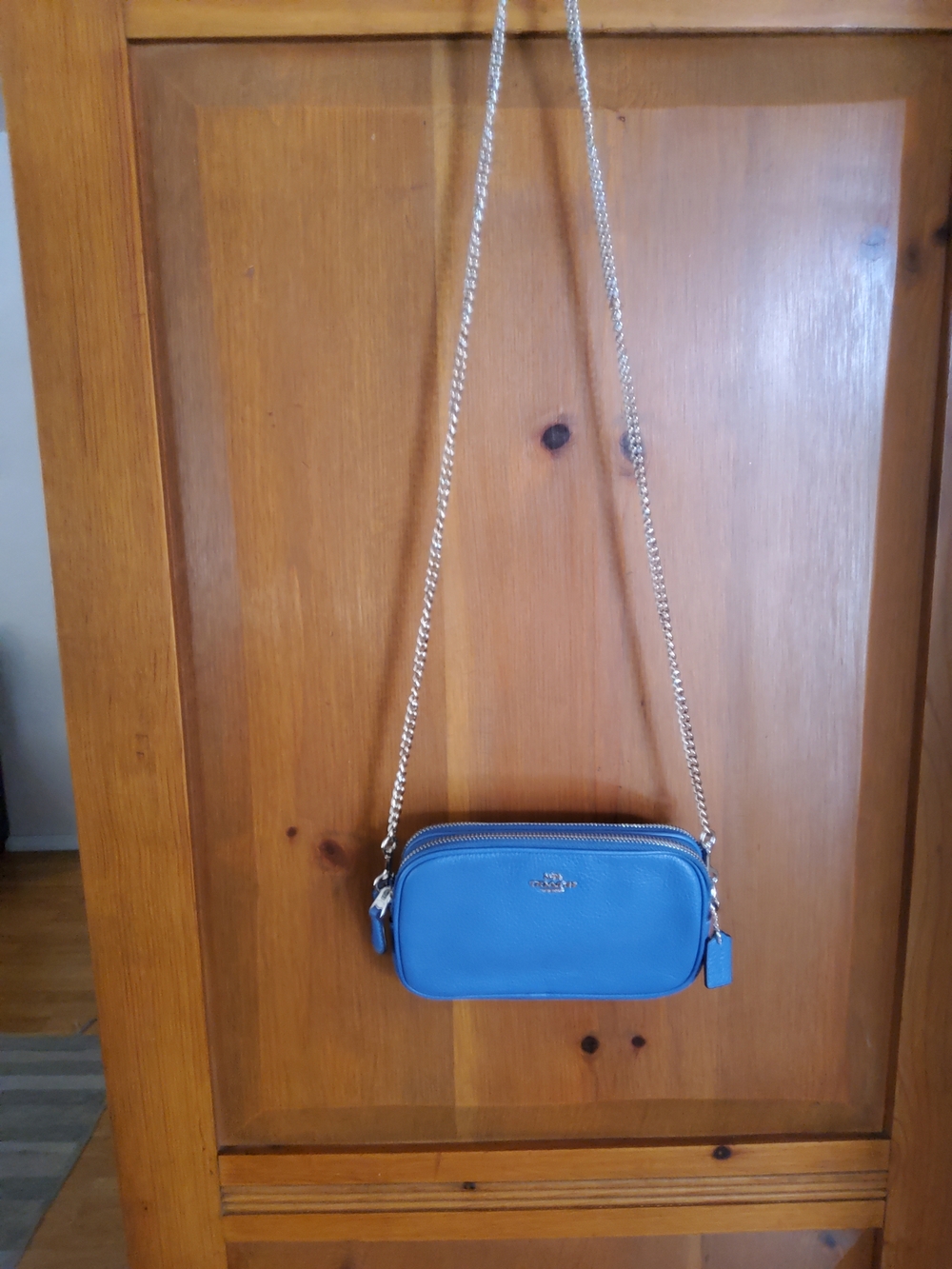 Coach Double Zip Camera Crossbody Bag Silver Chain EUC - Picture 7 of 15